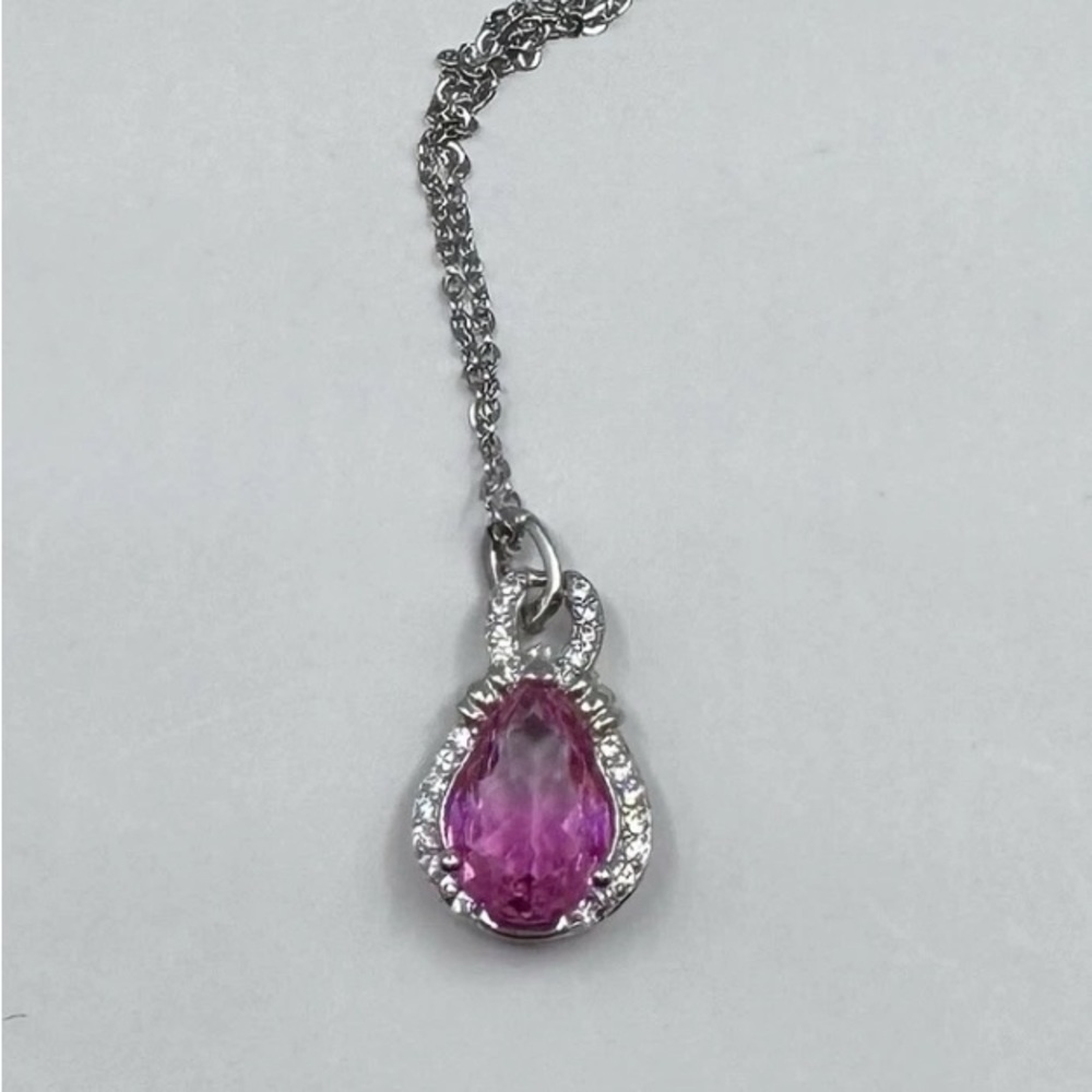 Nwt Ryze Party Pink Crystal White Frost Cz 925 Sterling Silver 18 Necklace 90$